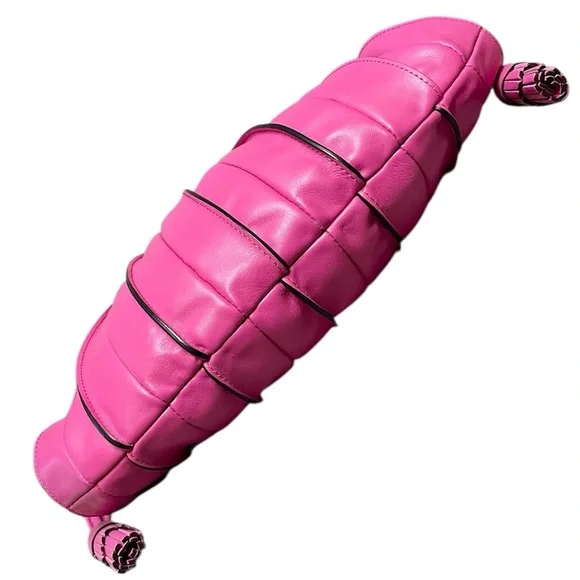 Lupo Barcelona Pink Albanico Pleated Leather Three Way Convertible Handbag - Picture 5 of 12